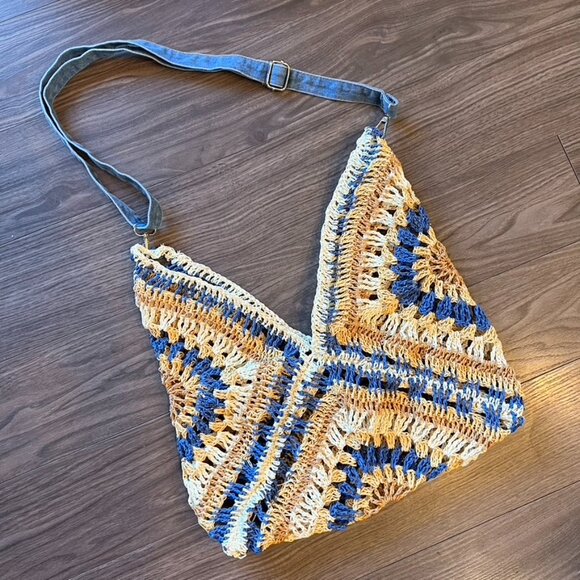 Crocheted Raffia Tote | Mesh-Style Slouch Bag | OOAK - Picture 2 of 2